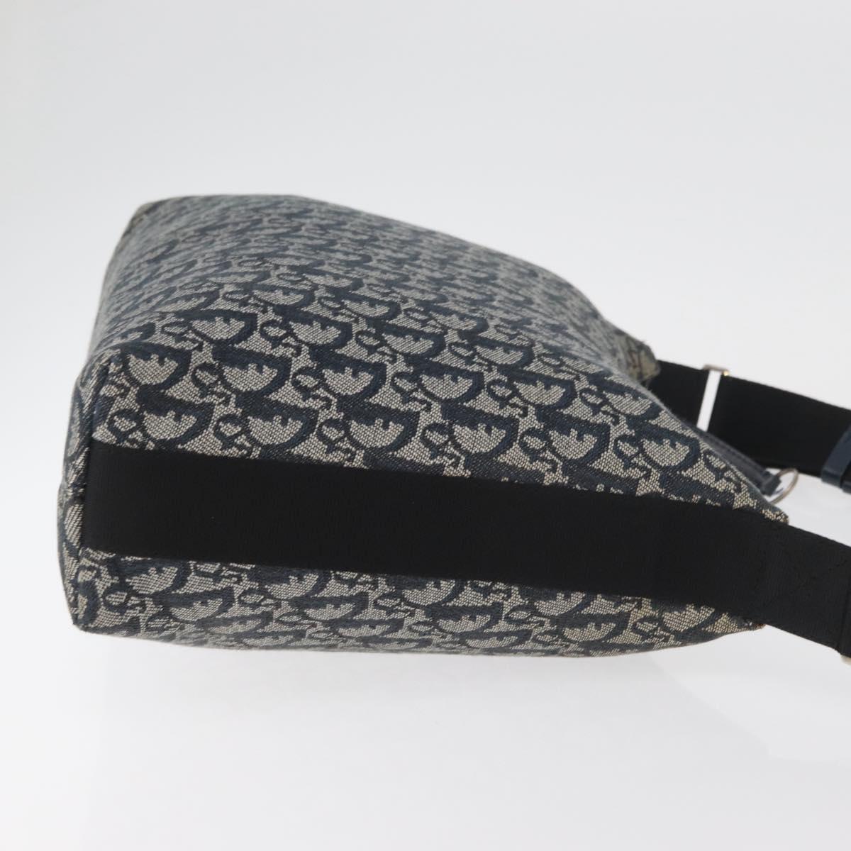 Christian Dior Trotter Canvas Shoulder Bag Navy Silver Auth 179394A