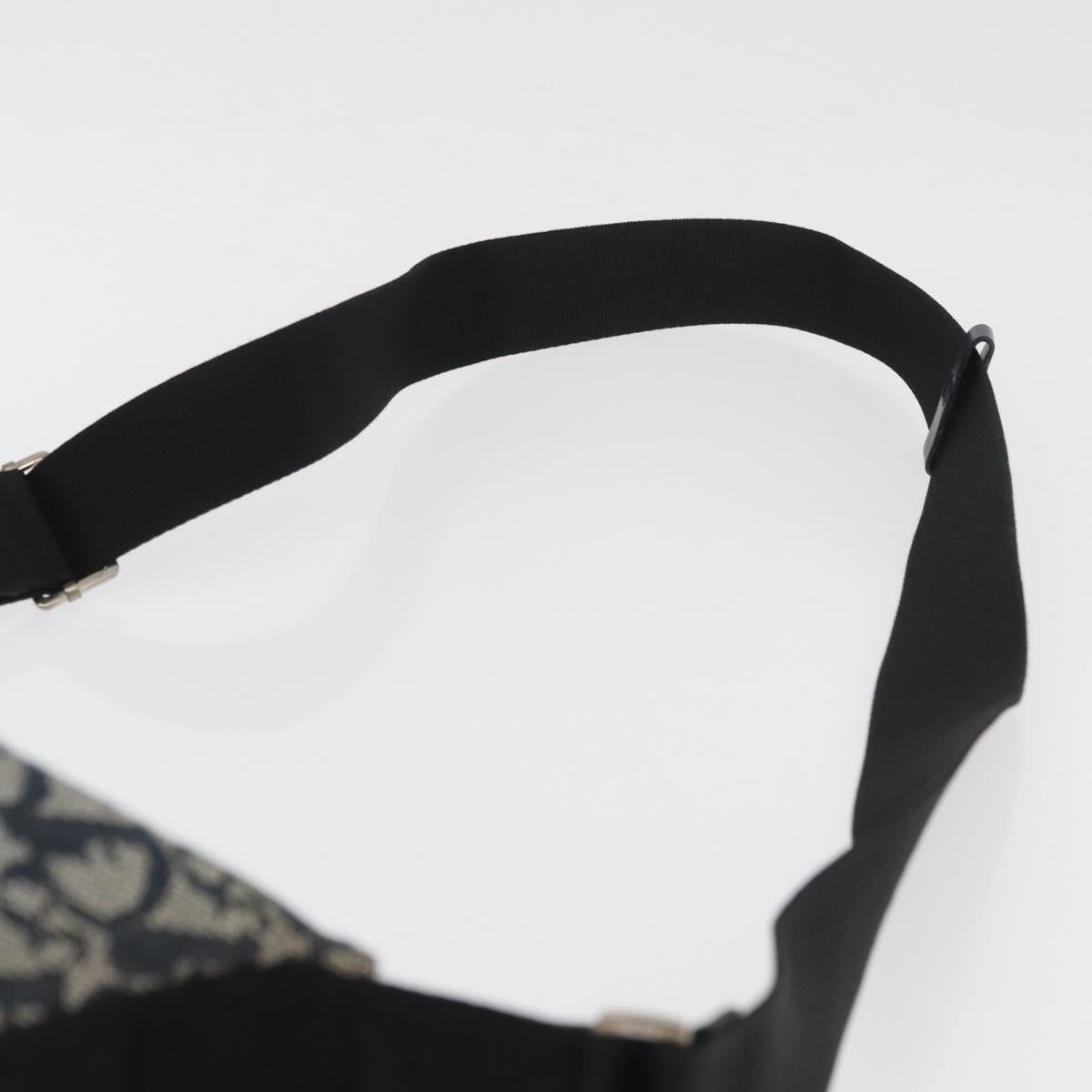Christian Dior Trotter Canvas Shoulder Bag Navy Silver Auth 179394A