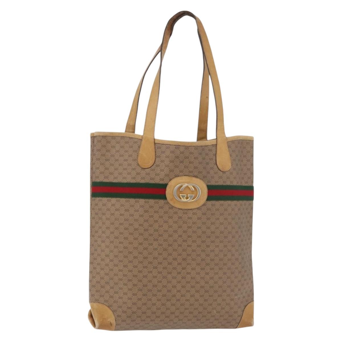 GUCCI Micro GG Supreme Web Sherry Line Bag PVC Beige 904 002 0131 Auth 179395