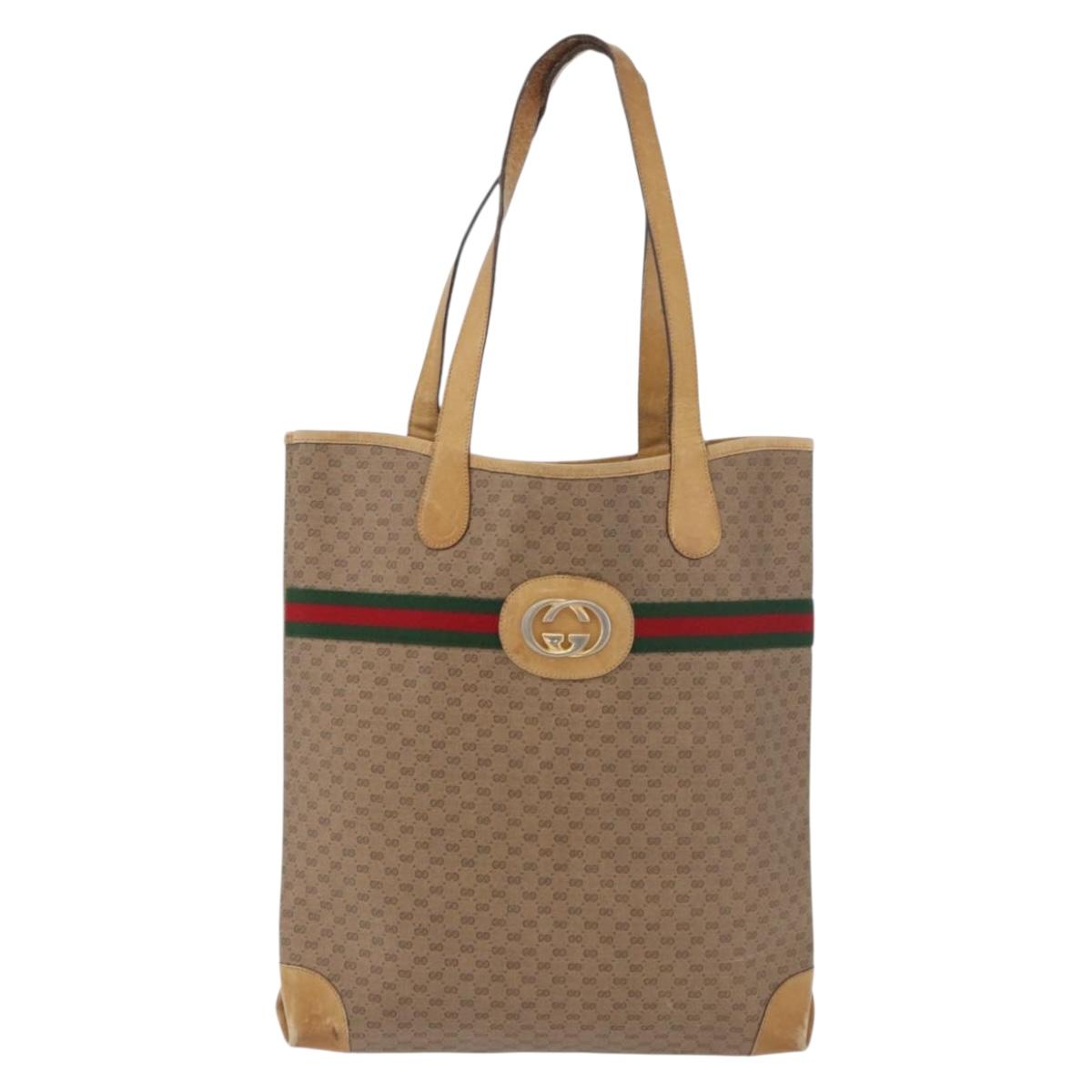 GUCCI Micro GG Supreme Web Sherry Line Bag PVC Beige 904 002 0131 Auth 179395