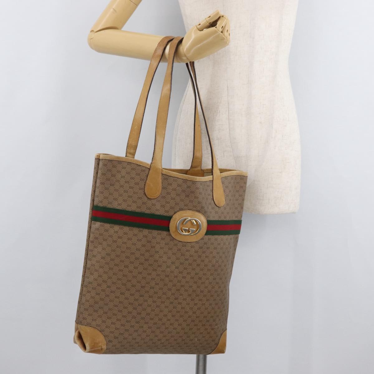 GUCCI Micro GG Supreme Web Sherry Line Bag PVC Beige 904 002 0131 Auth 179395