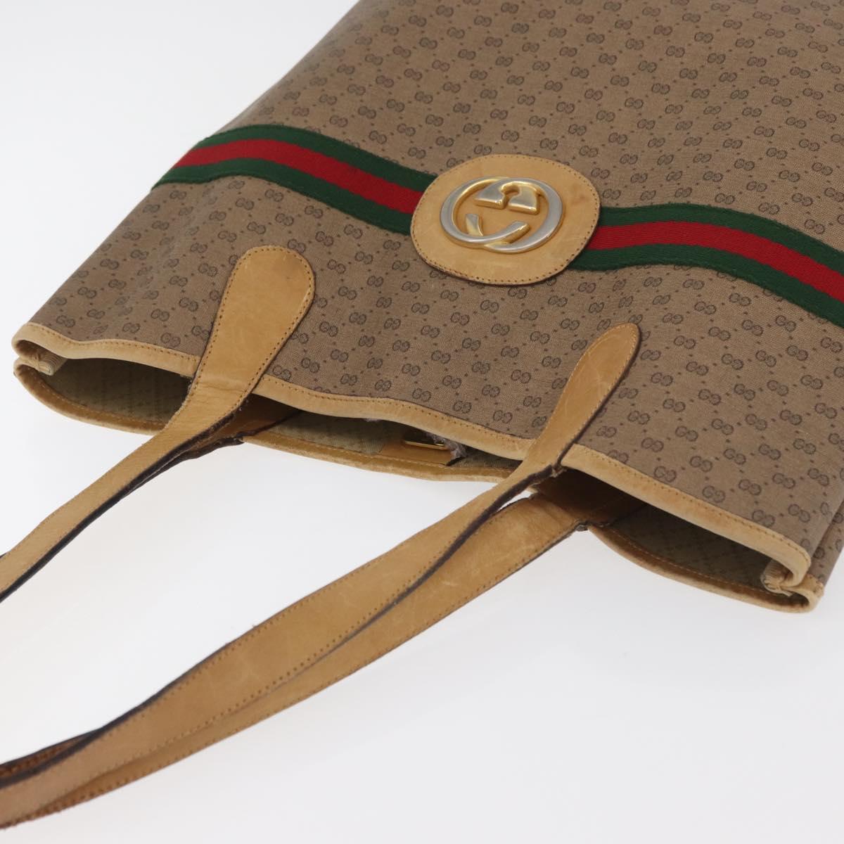 GUCCI Micro GG Supreme Web Sherry Line Bag PVC Beige 904 002 0131 Auth 179395