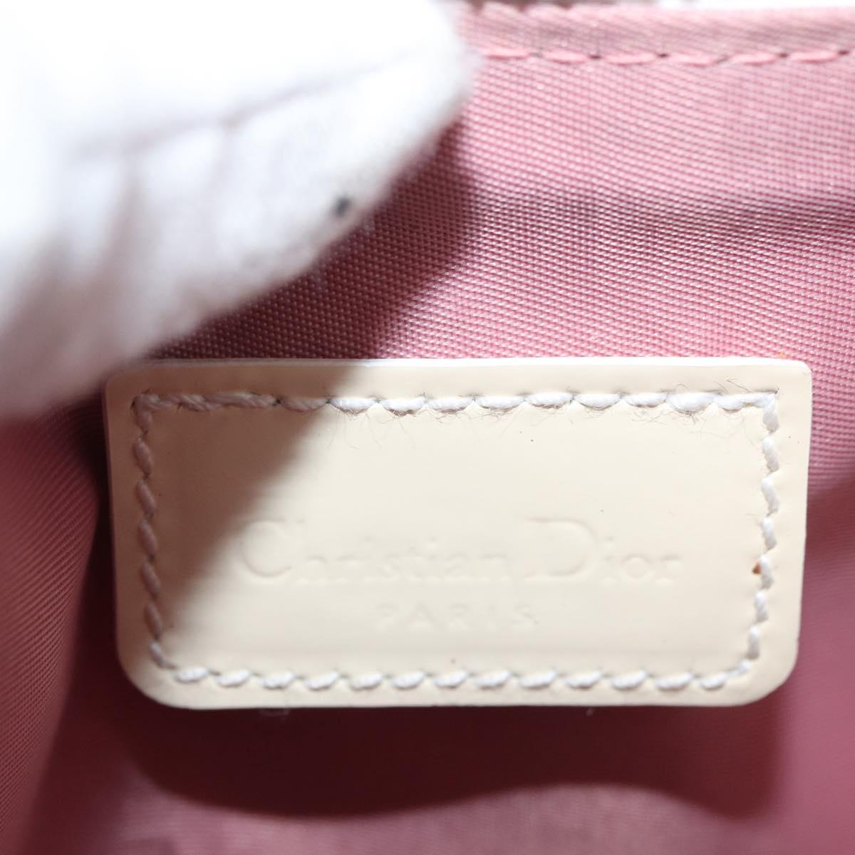 Christian Dior Trotter Canvas Saddle Pouch PVC Pink Silver Auth 179401A