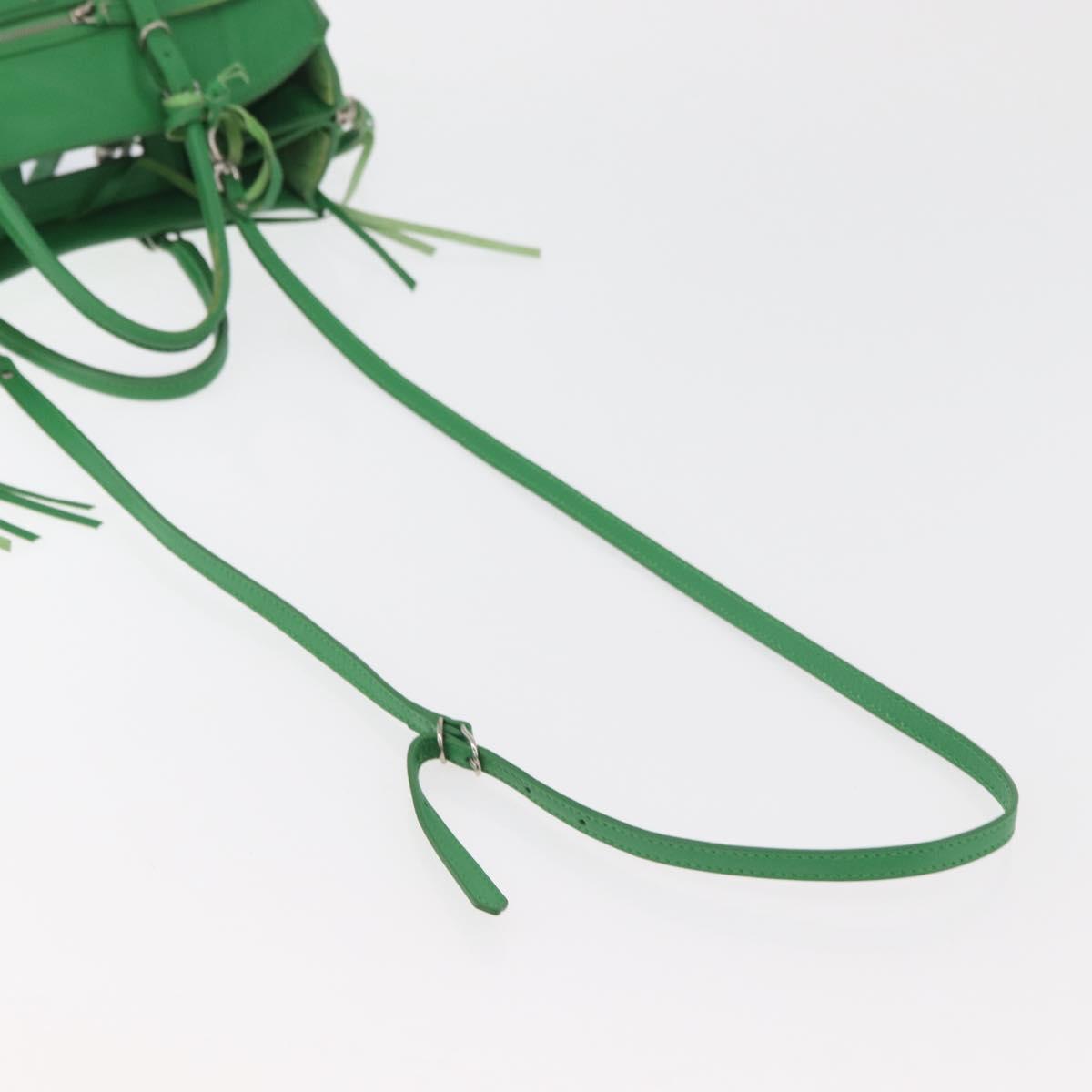 BALENCIAGA The Paper Tote Bag Leather 2way Green Silver 370926 Auth 179403A