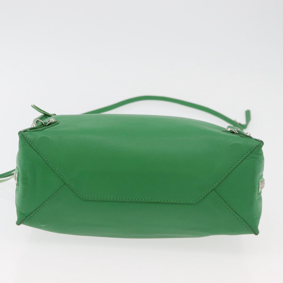 BALENCIAGA The Paper Tote Bag Leather 2way Green Silver 370926 Auth 179403A