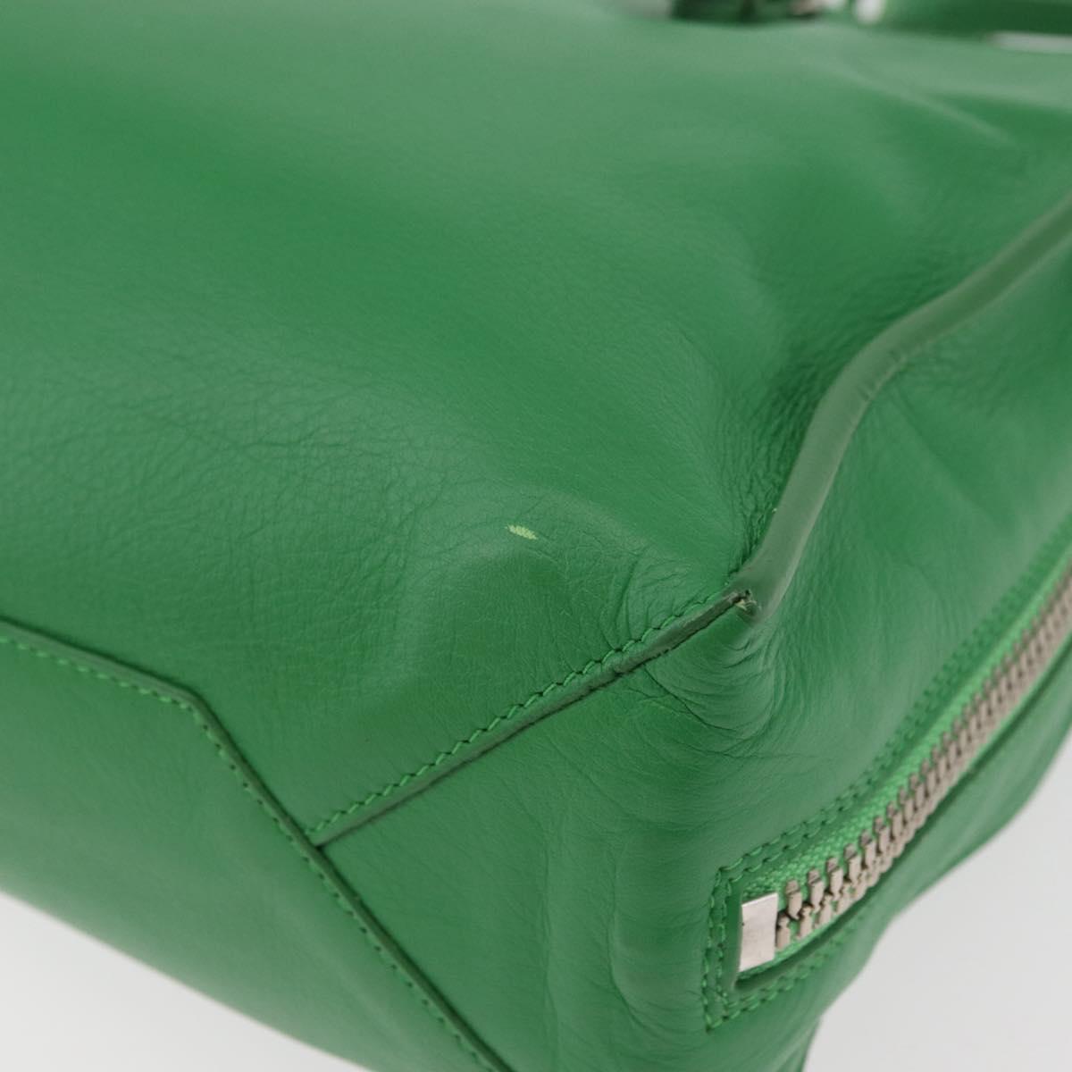 BALENCIAGA The Paper Tote Bag Leather 2way Green Silver 370926 Auth 179403A