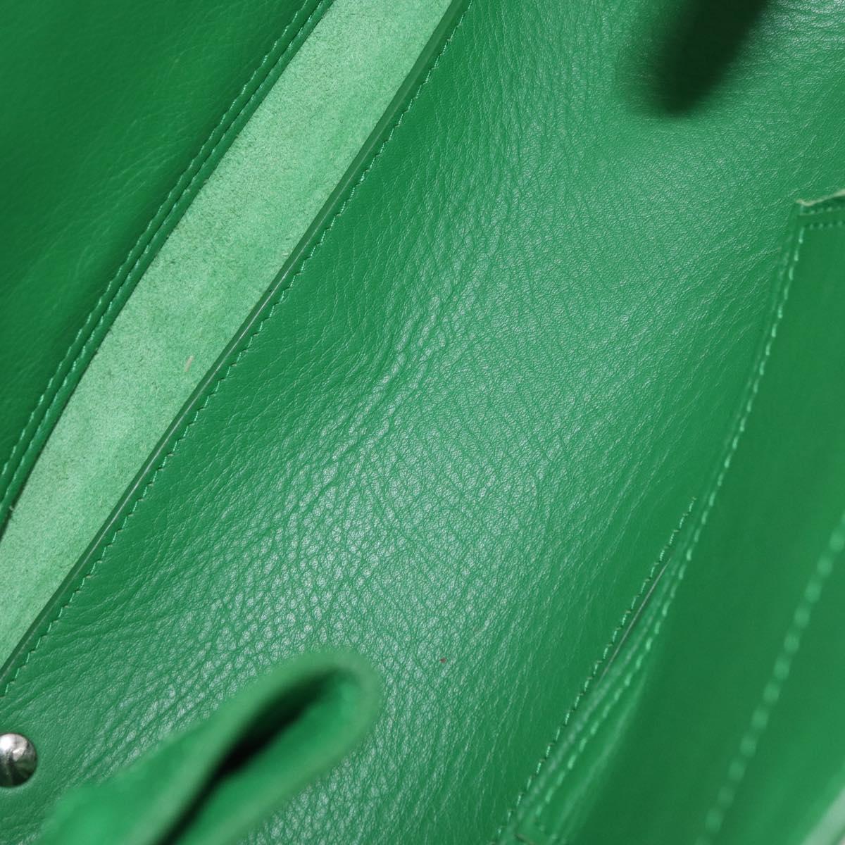 BALENCIAGA The Paper Tote Bag Leather 2way Green Silver 370926 Auth 179403A