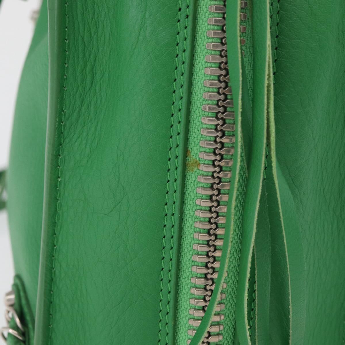 BALENCIAGA The Paper Tote Bag Leather 2way Green Silver 370926 Auth 179403A