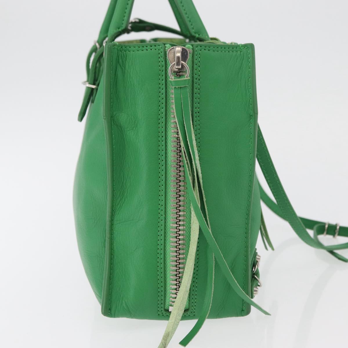 BALENCIAGA The Paper Tote Bag Leather 2way Green Silver 370926 Auth 179403A