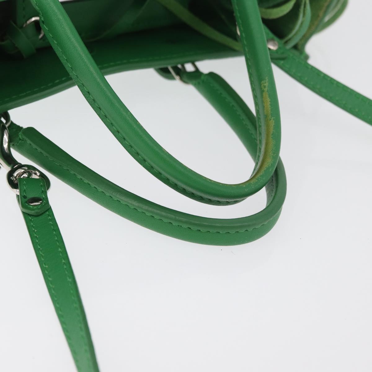 BALENCIAGA The Paper Tote Bag Leather 2way Green Silver 370926 Auth 179403A