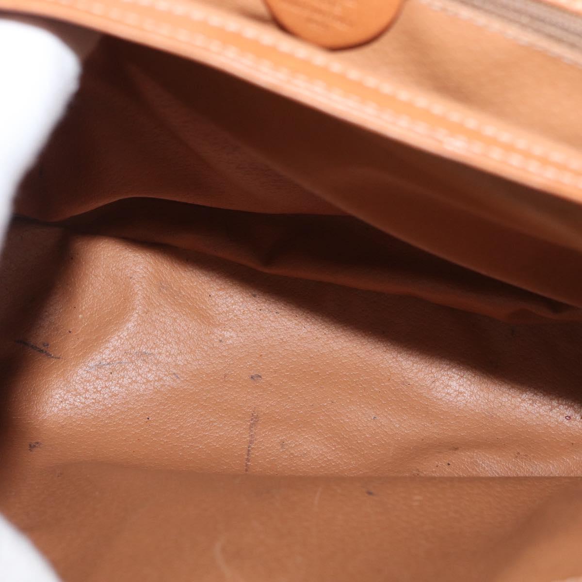 CELINE Macadam Canvas Hand Bag PVC Leather Brown Gold Auth 179420A