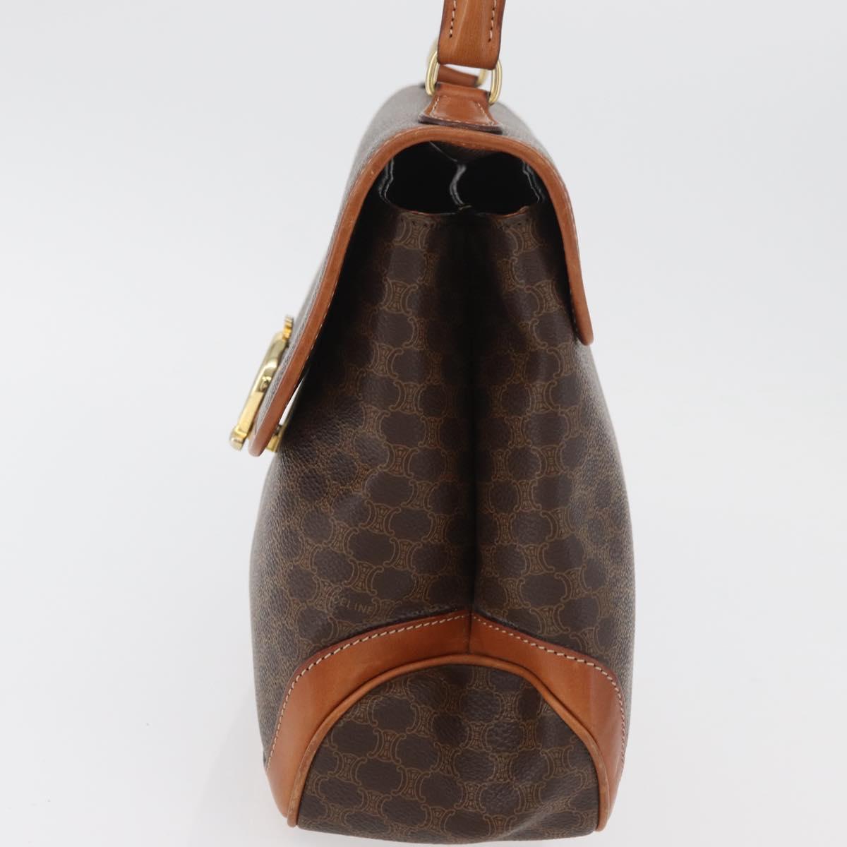 CELINE Macadam Canvas Hand Bag PVC Leather Brown Gold Auth 179420A