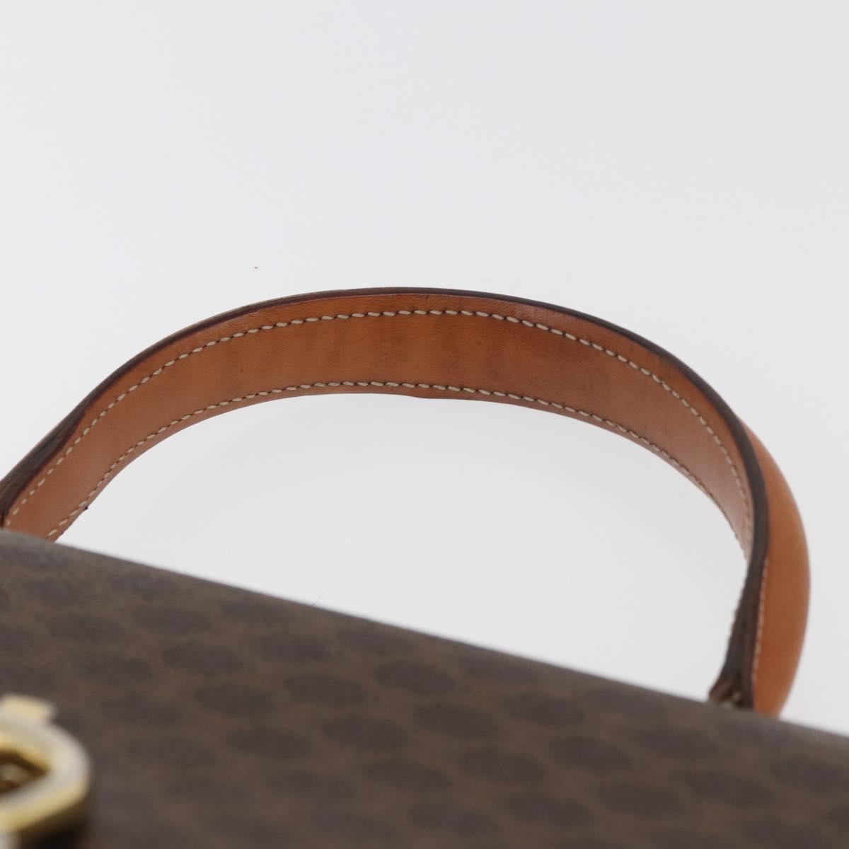 CELINE Macadam Canvas Hand Bag PVC Leather Brown Gold Auth 179420A