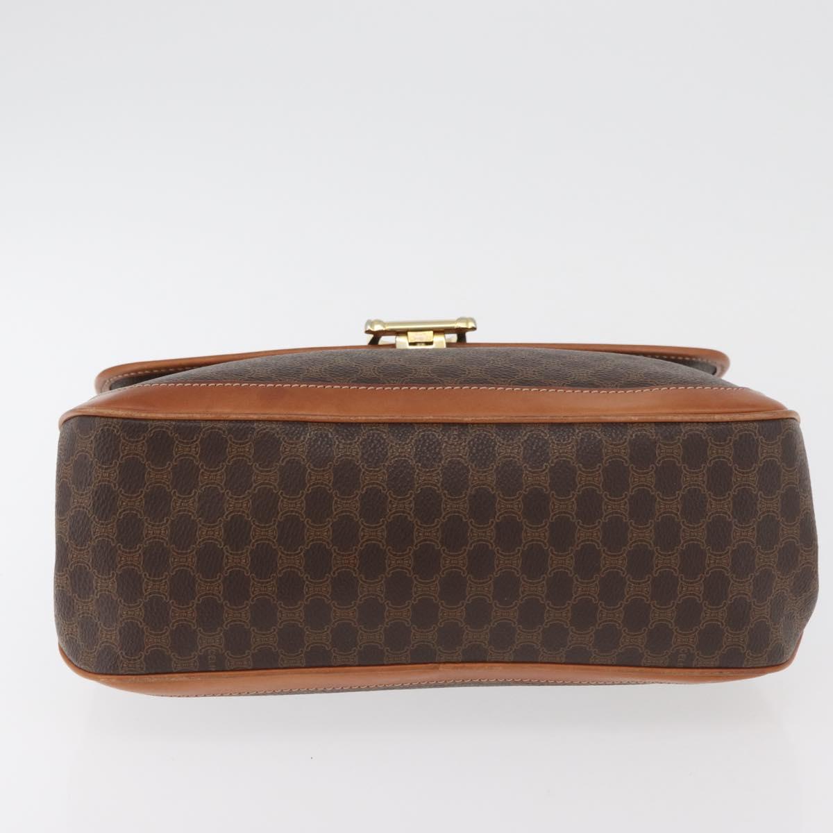 CELINE Macadam Canvas Hand Bag PVC Leather Brown Gold Auth 179420A