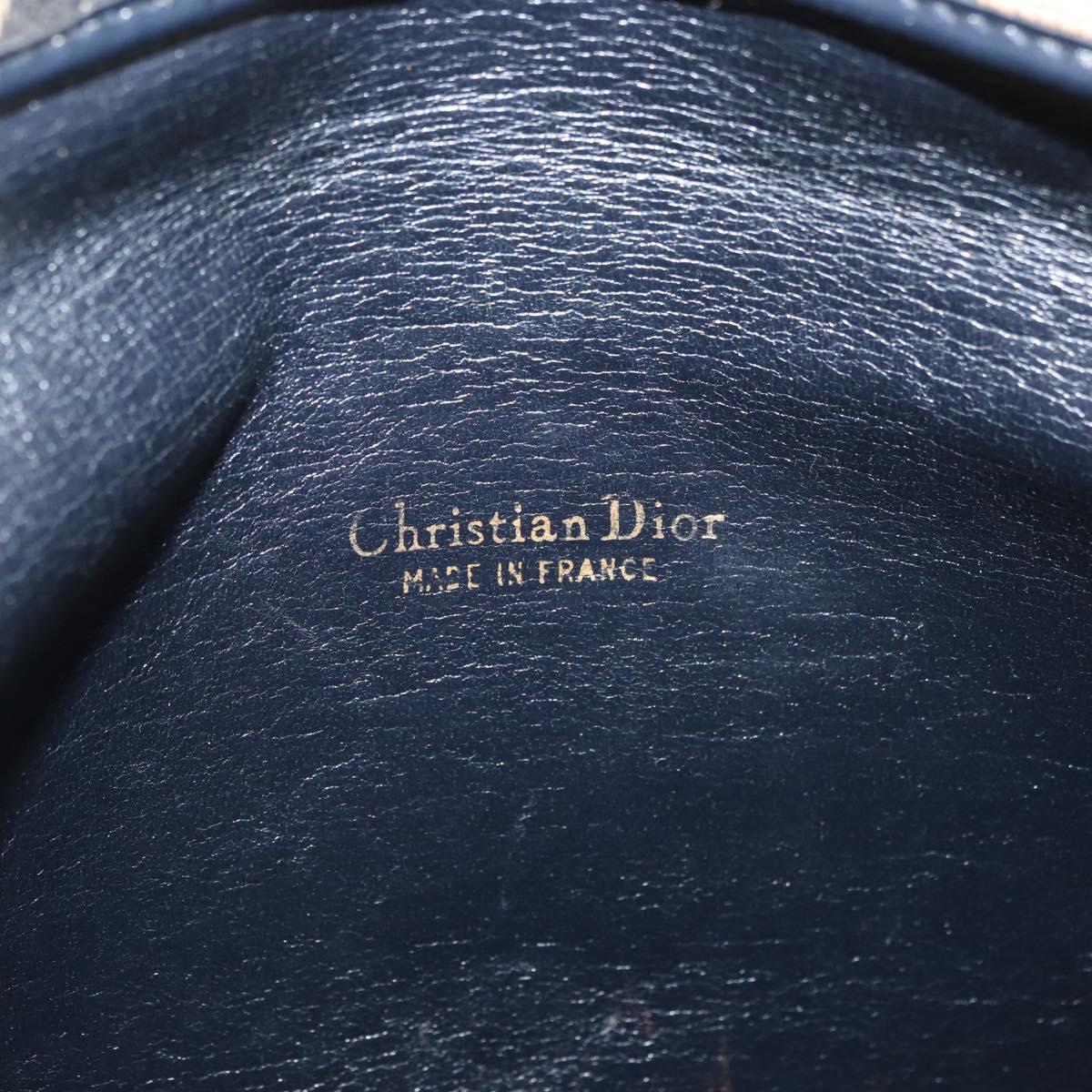 Christian Dior Trotter Canvas Clutch Bag Navy Gold Auth 179422