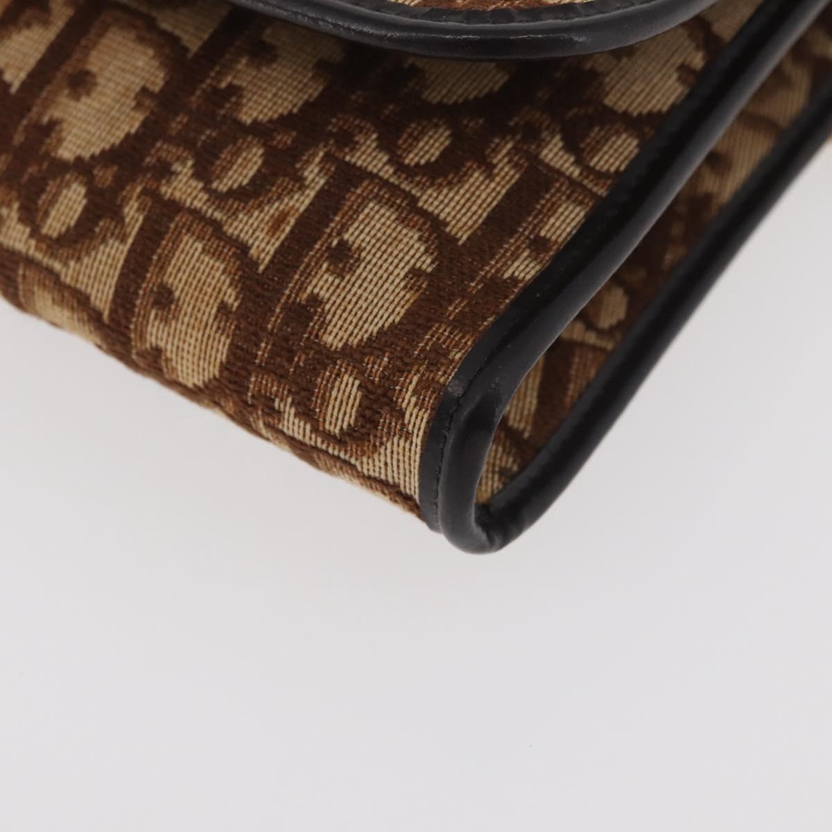 Christian Dior Trotter Canvas Chain Shoulder Bag Brown Gold Auth 179423