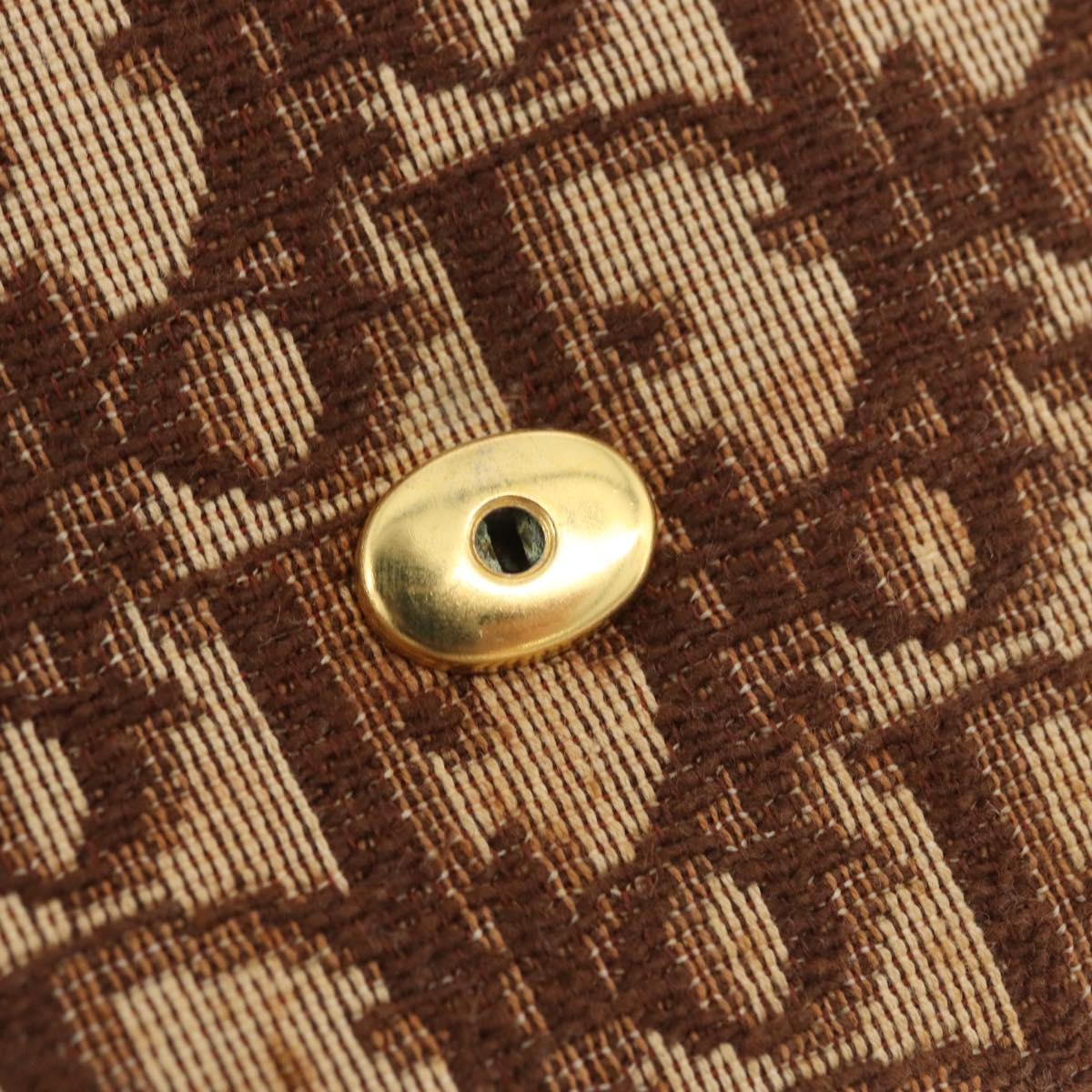 Christian Dior Trotter Canvas Chain Shoulder Bag Brown Gold Auth 179423