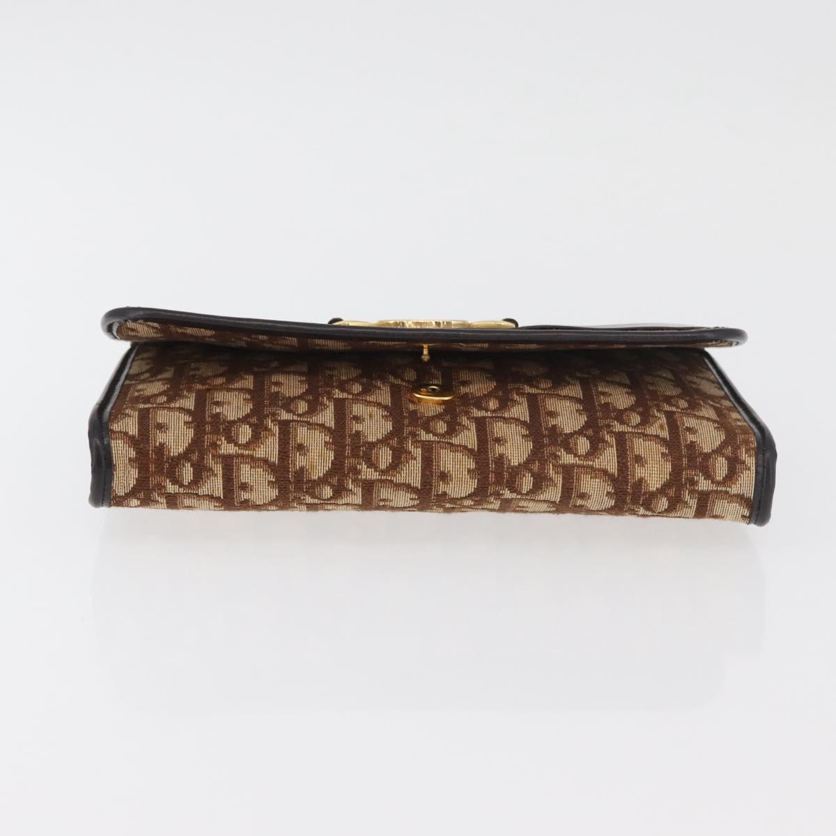 Christian Dior Trotter Canvas Chain Shoulder Bag Brown Gold Auth 179423