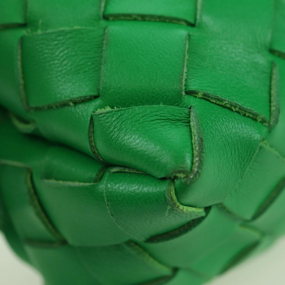 BOTTEGA VENETA INTRECCIATO Shoulder Bag Leather Green Gold Auth 179425V