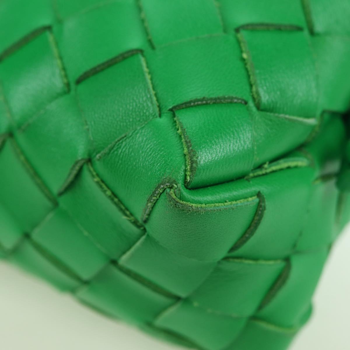 BOTTEGA VENETA INTRECCIATO Shoulder Bag Leather Green Gold Auth 179425V