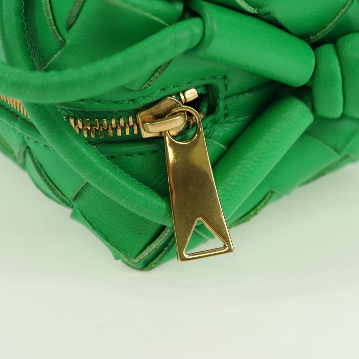 BOTTEGA VENETA INTRECCIATO Shoulder Bag Leather Green Gold Auth 179425V