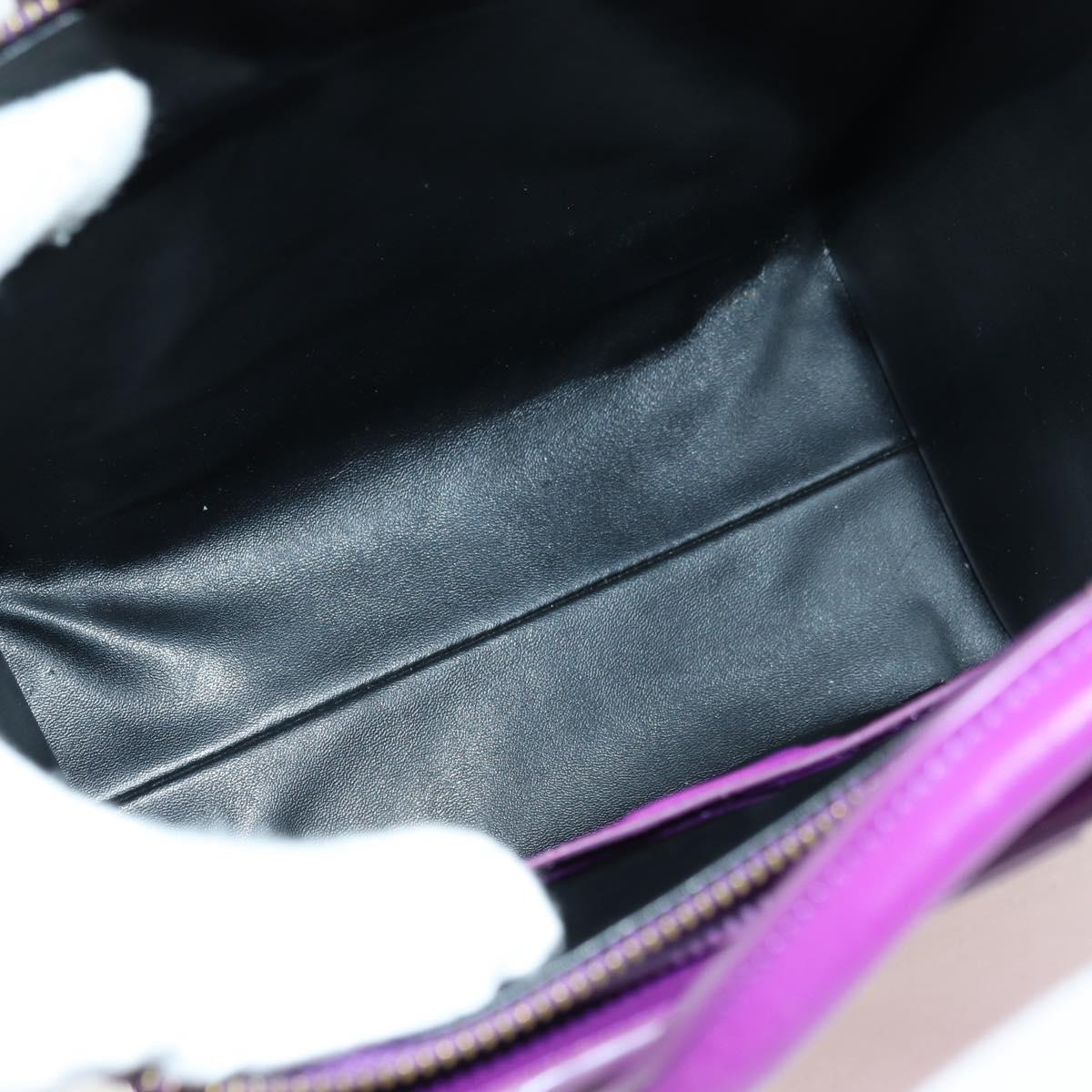 CELINE Luggage Micro Shopper Hand Bag Leather 2way Purple Gold Auth 179426SAV
