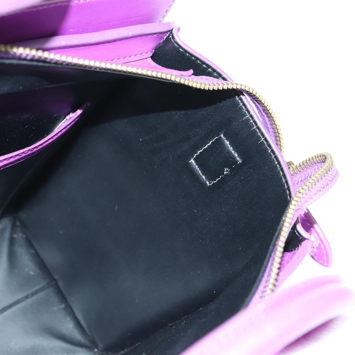 CELINE Luggage Micro Shopper Hand Bag Leather 2way Purple Gold Auth 179426SAV