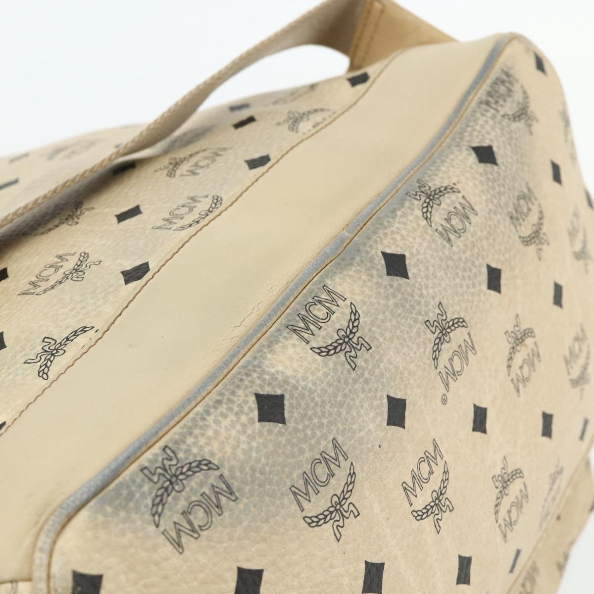MCM Vicetos Logogram Backpack PVC Beige Gold Auth 179430