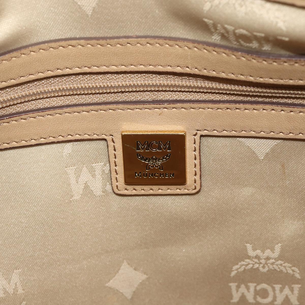 MCM Vicetos Logogram Backpack PVC Beige Gold Auth 179430