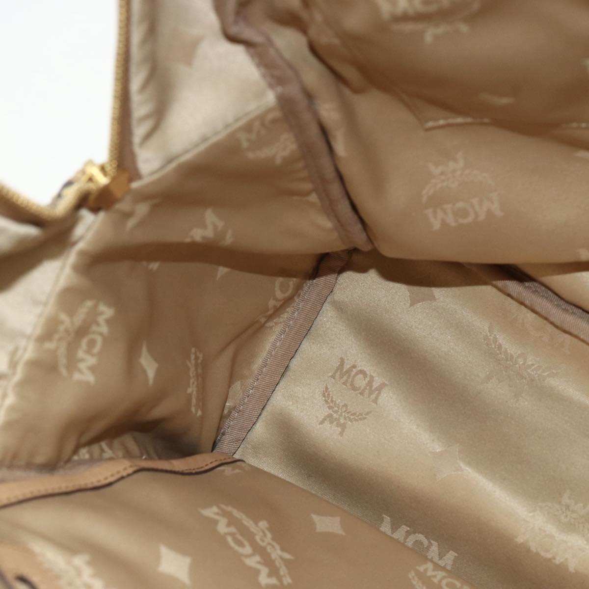 MCM Vicetos Logogram Backpack PVC Beige Gold Auth 179430