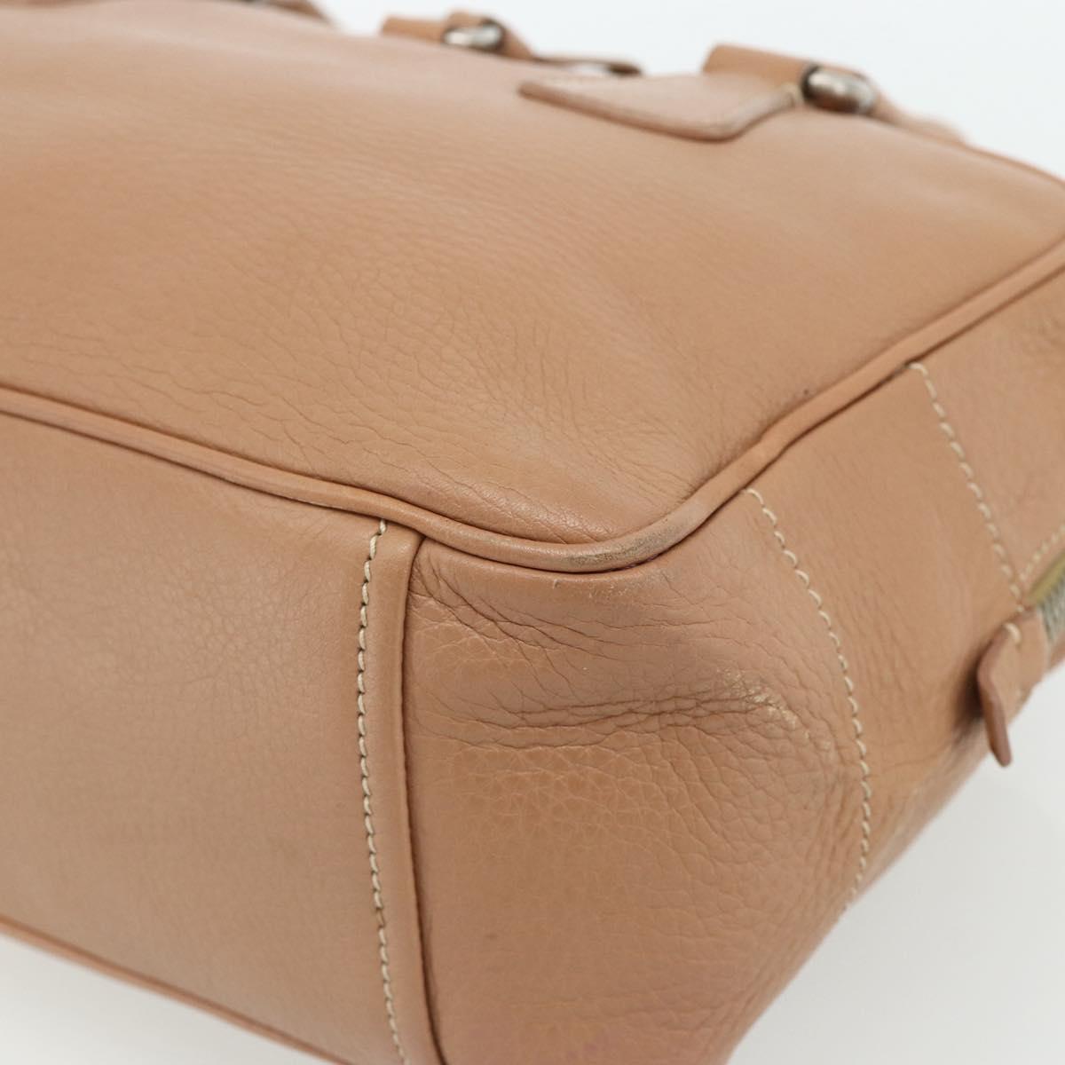 PRADA Shoulder Bag Leather Beige Silver Auth 179431A