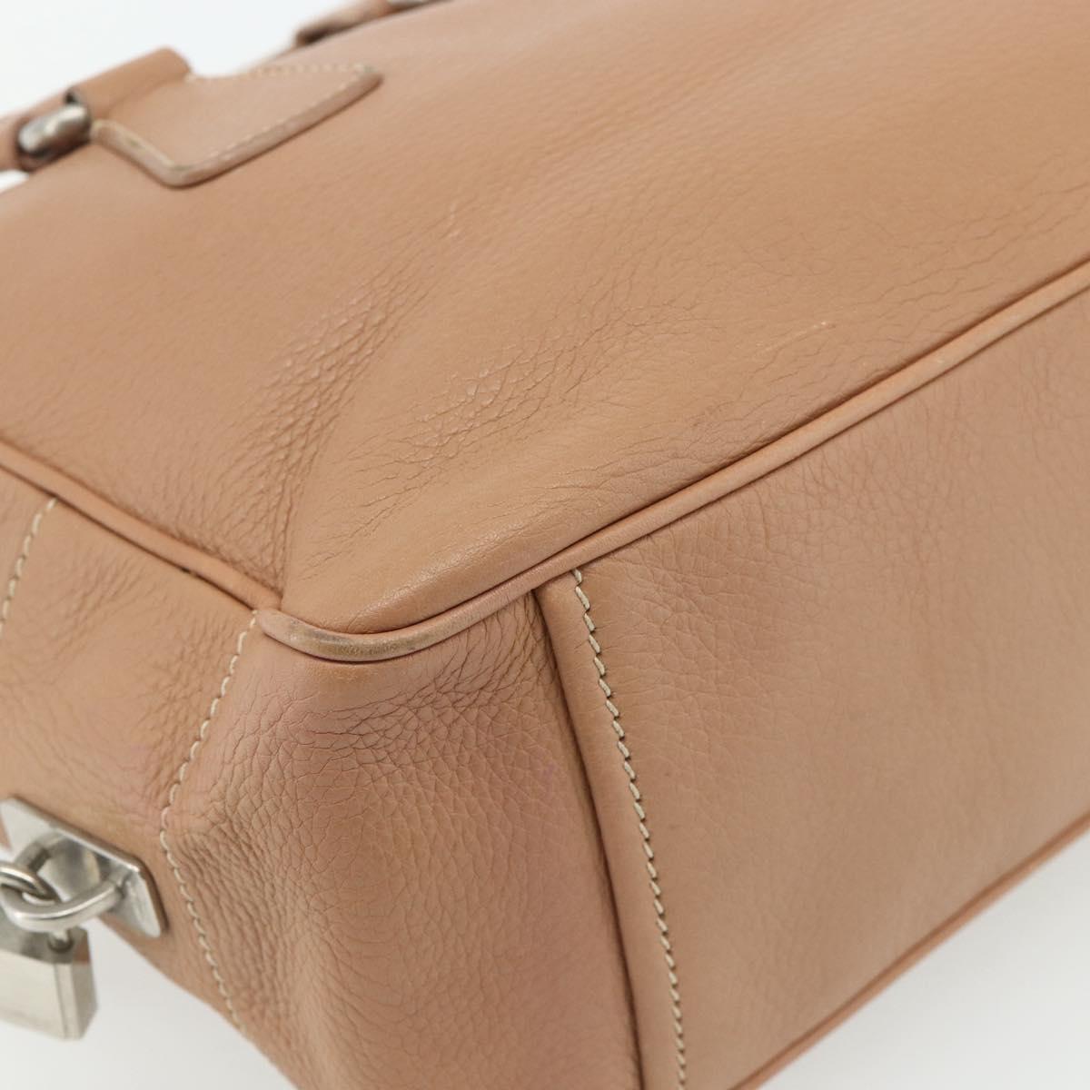 PRADA Shoulder Bag Leather Beige Silver Auth 179431A