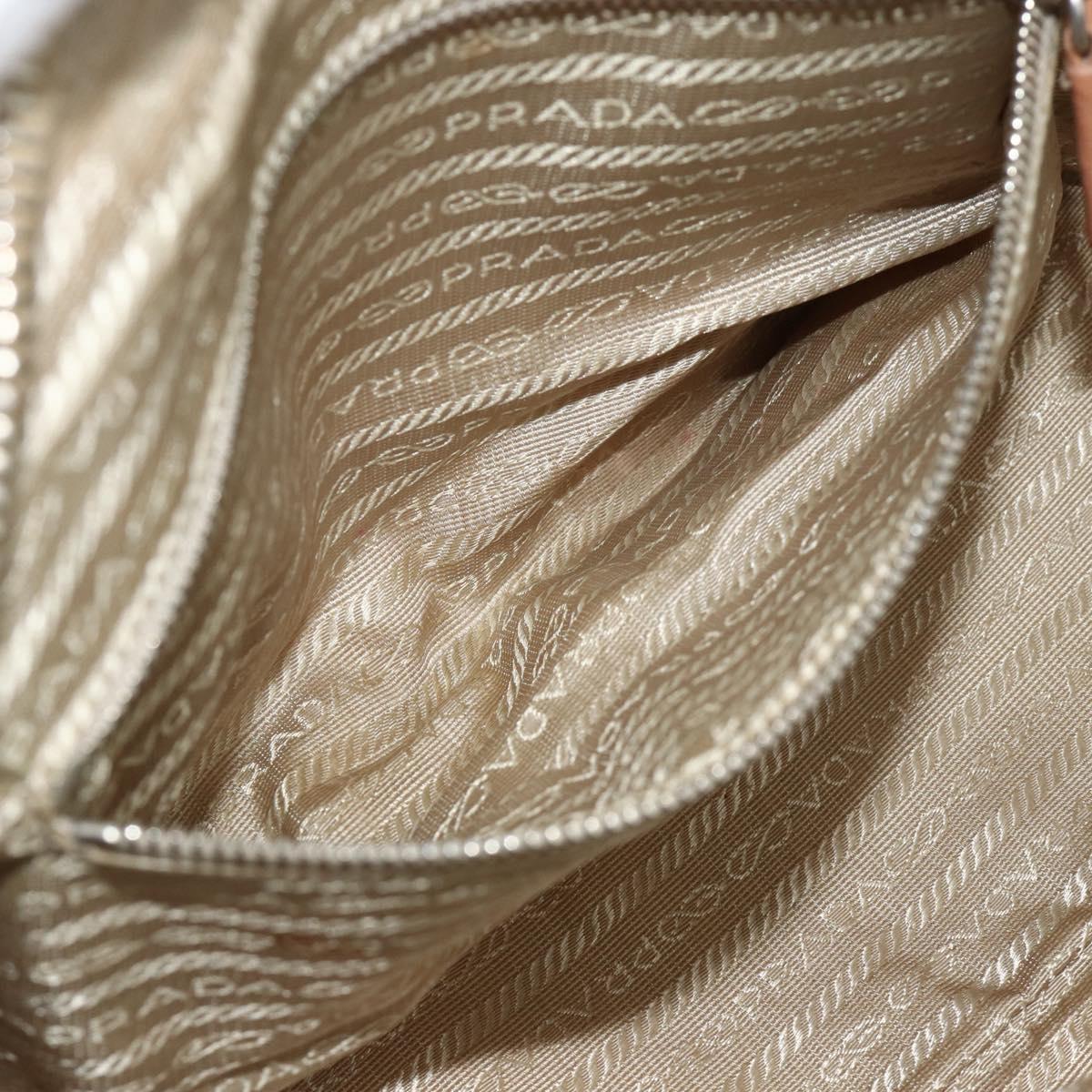 PRADA Shoulder Bag Leather Beige Silver Auth 179431A