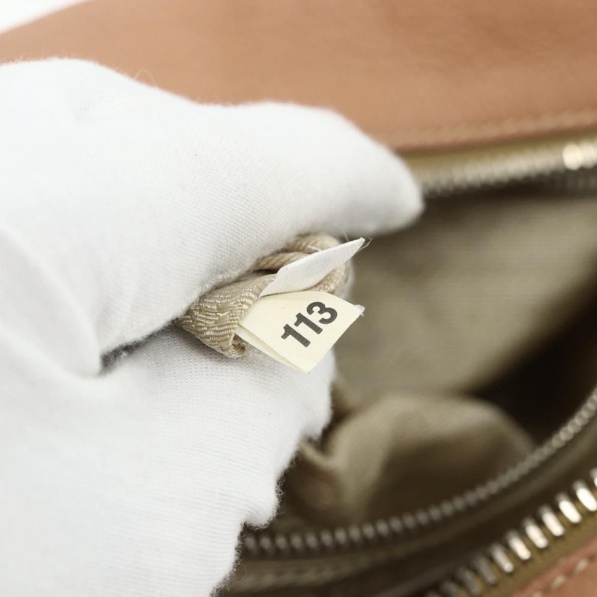 PRADA Shoulder Bag Leather Beige Silver Auth 179431A