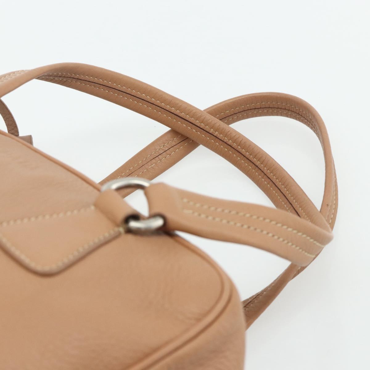 PRADA Shoulder Bag Leather Beige Silver Auth 179431A