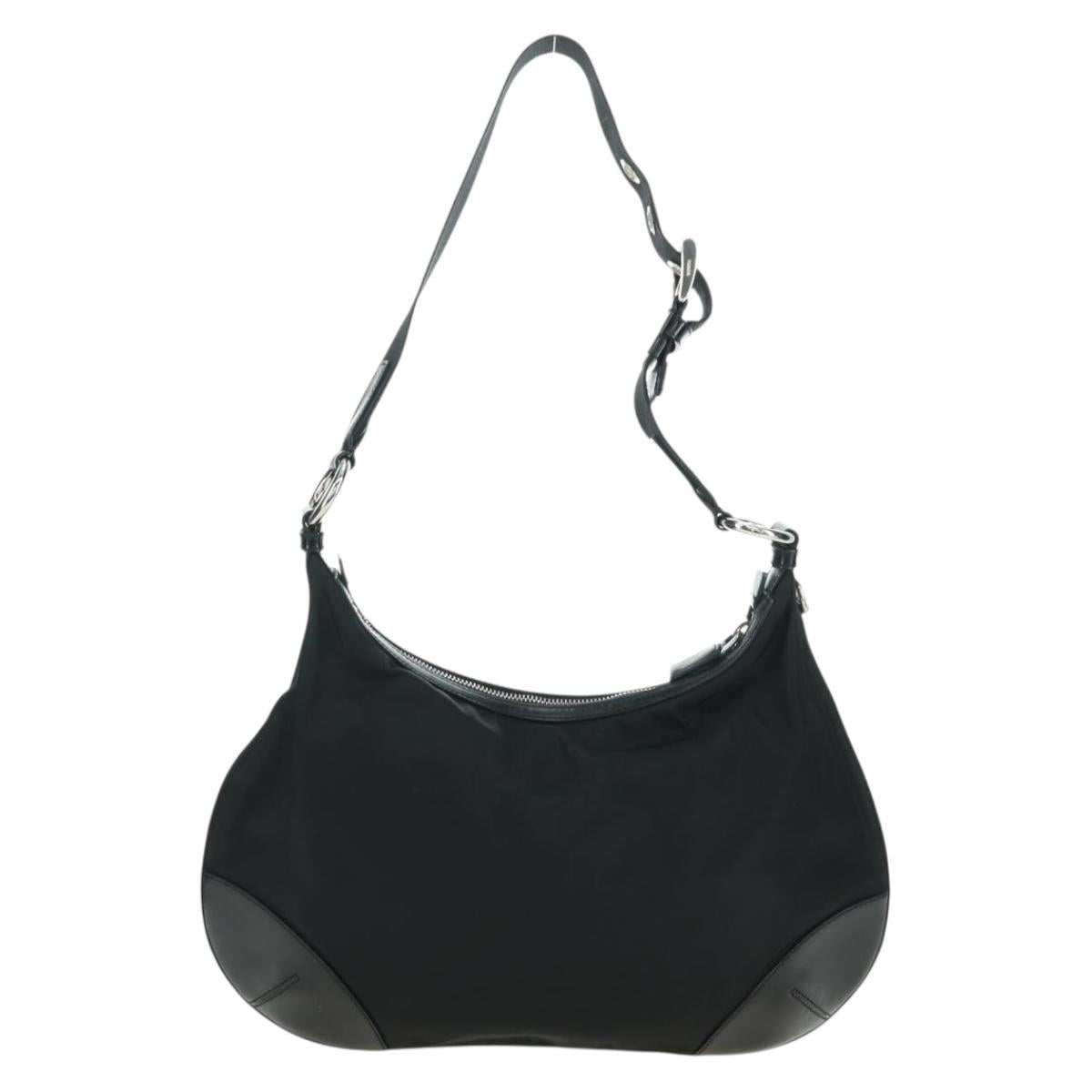 PRADA Shoulder Bag Nylon Black Silver Auth 179432SAV
