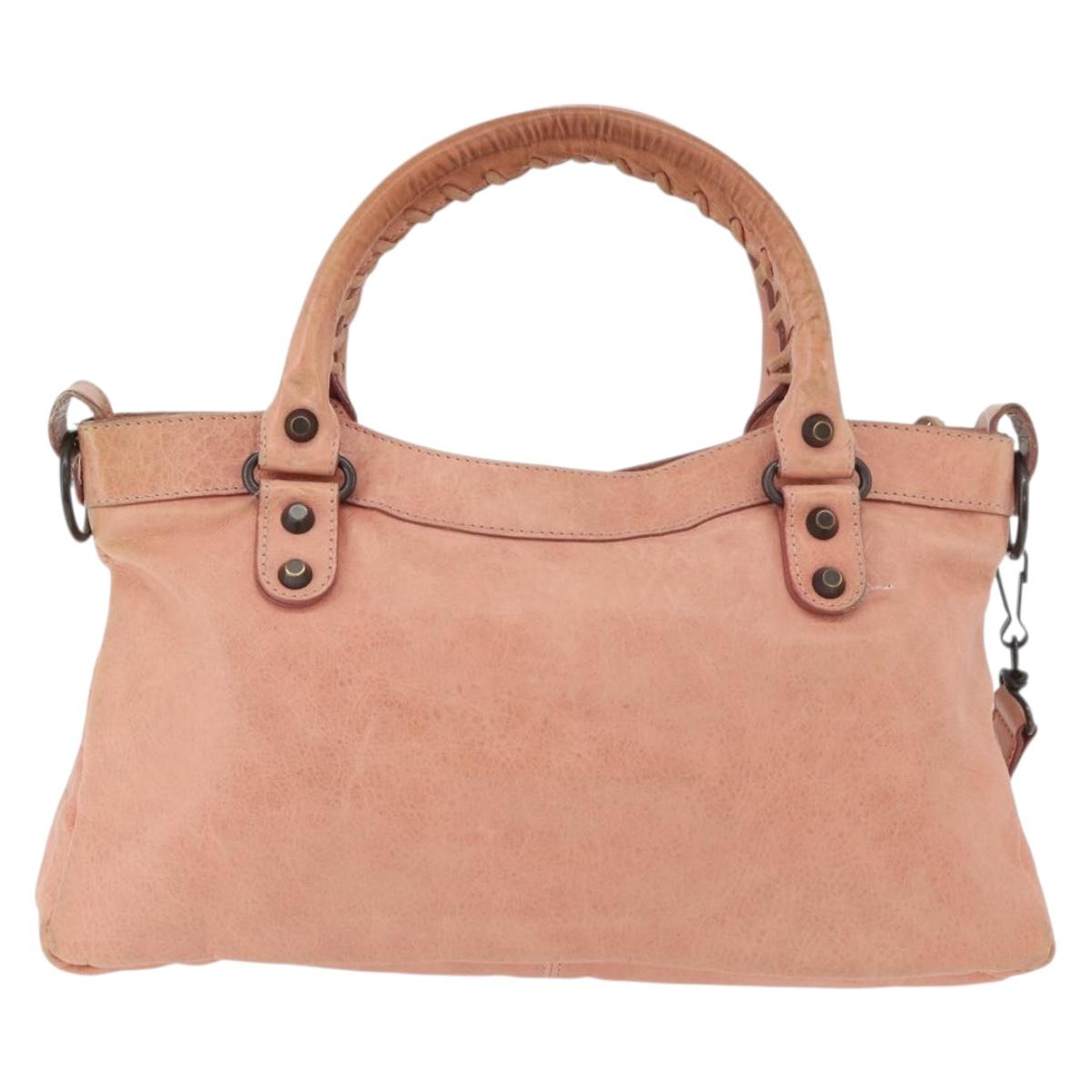 BALENCIAGA The First Hand Bag Leather 2way Gray 103208 Auth 179438