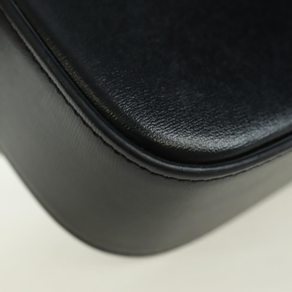 CELINE Triomphe Shoulder Bag Leather Black Gold Auth 179440SAM