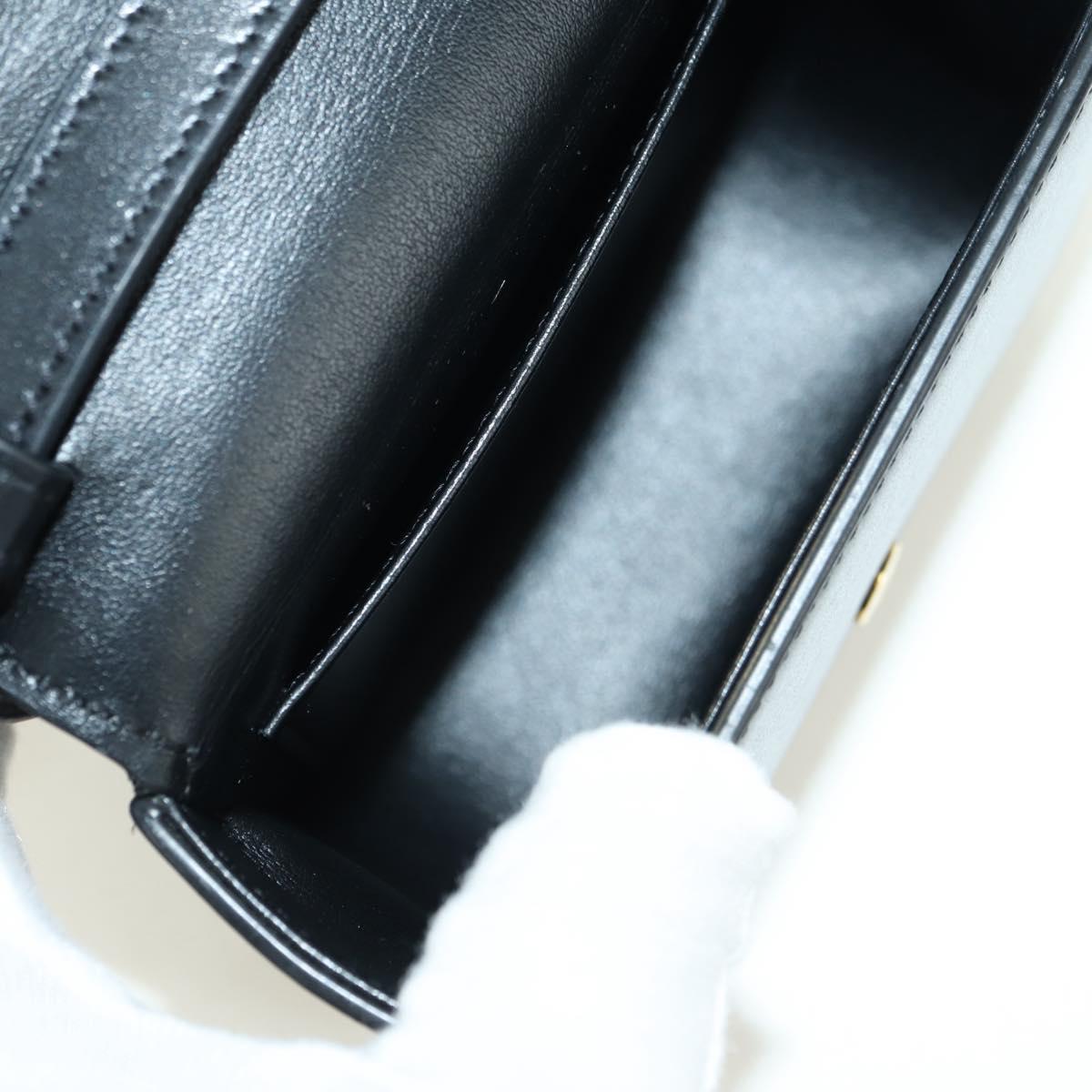 CELINE Triomphe Shoulder Bag Leather Black Gold Auth 179440SAM