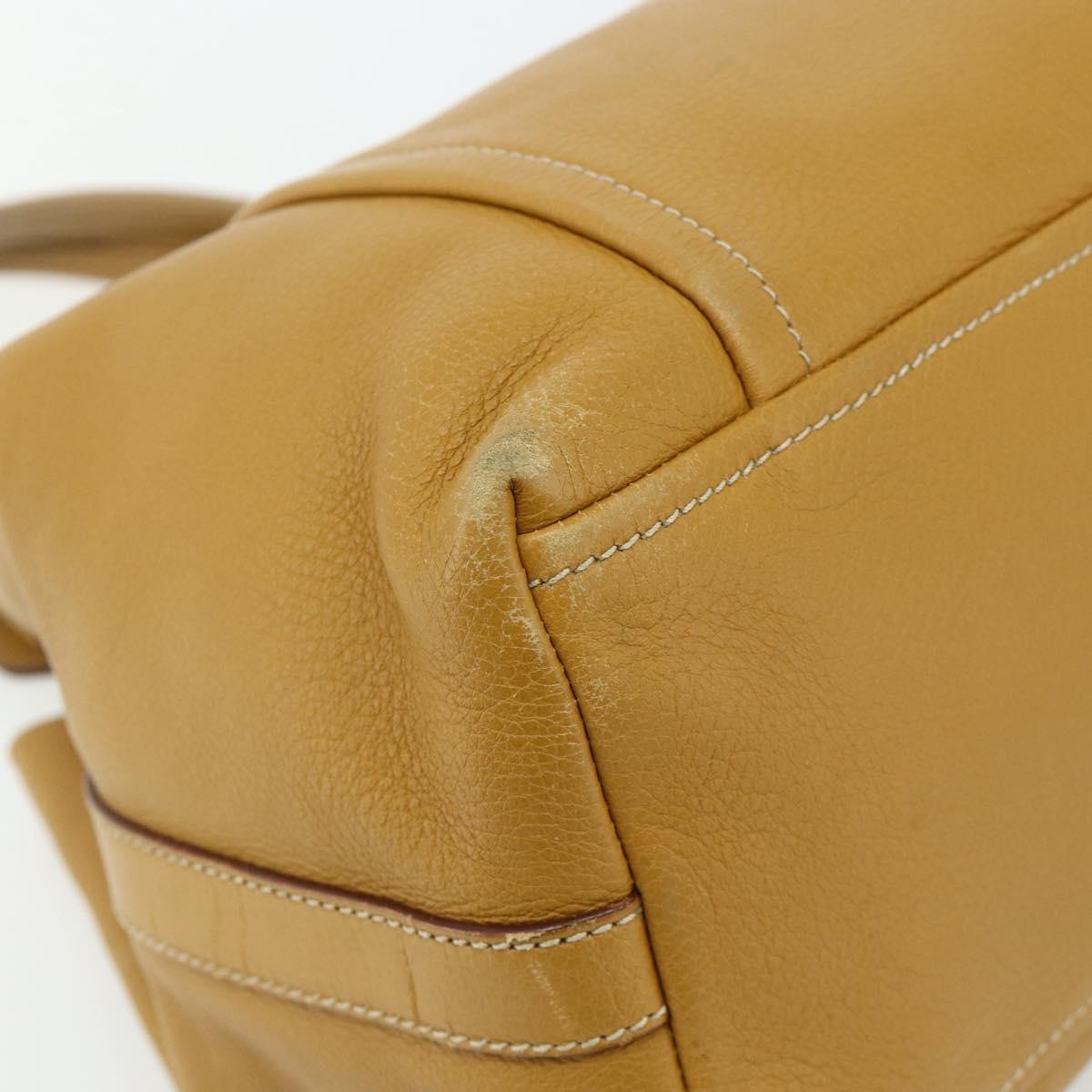 PRADA Tote Bag Leather Brown Silver Auth 179442A