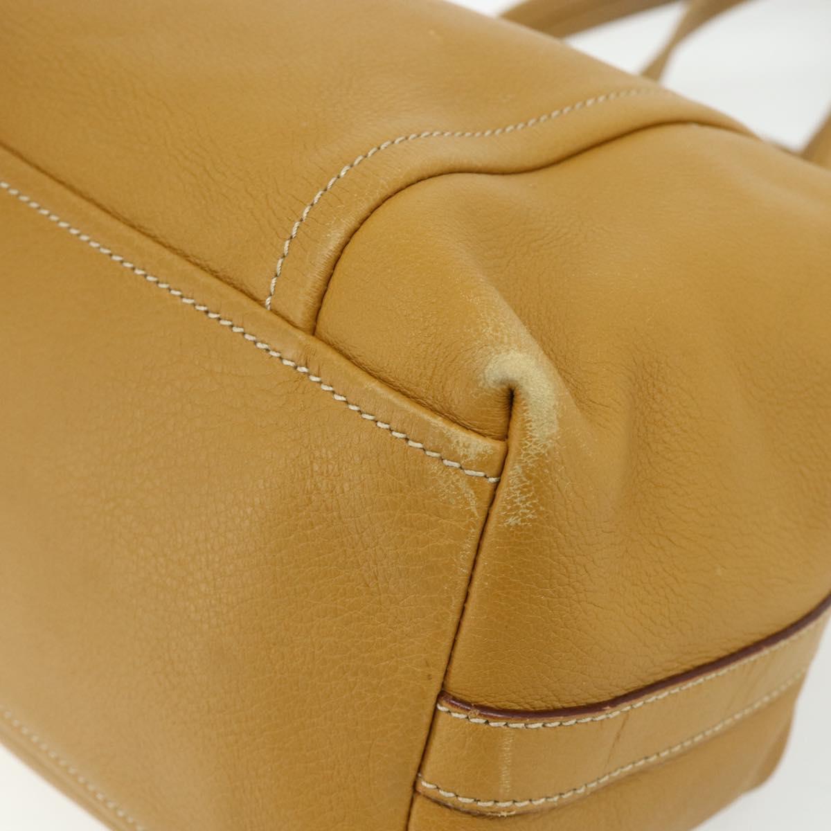 PRADA Tote Bag Leather Brown Silver Auth 179442A