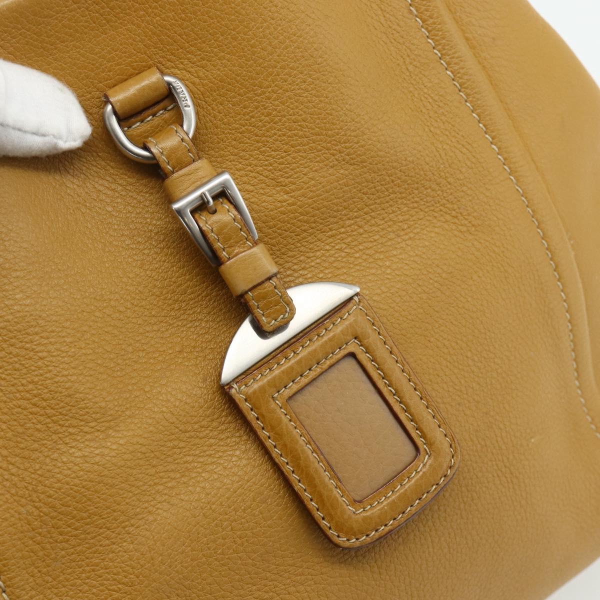 PRADA Tote Bag Leather Brown Silver Auth 179442A