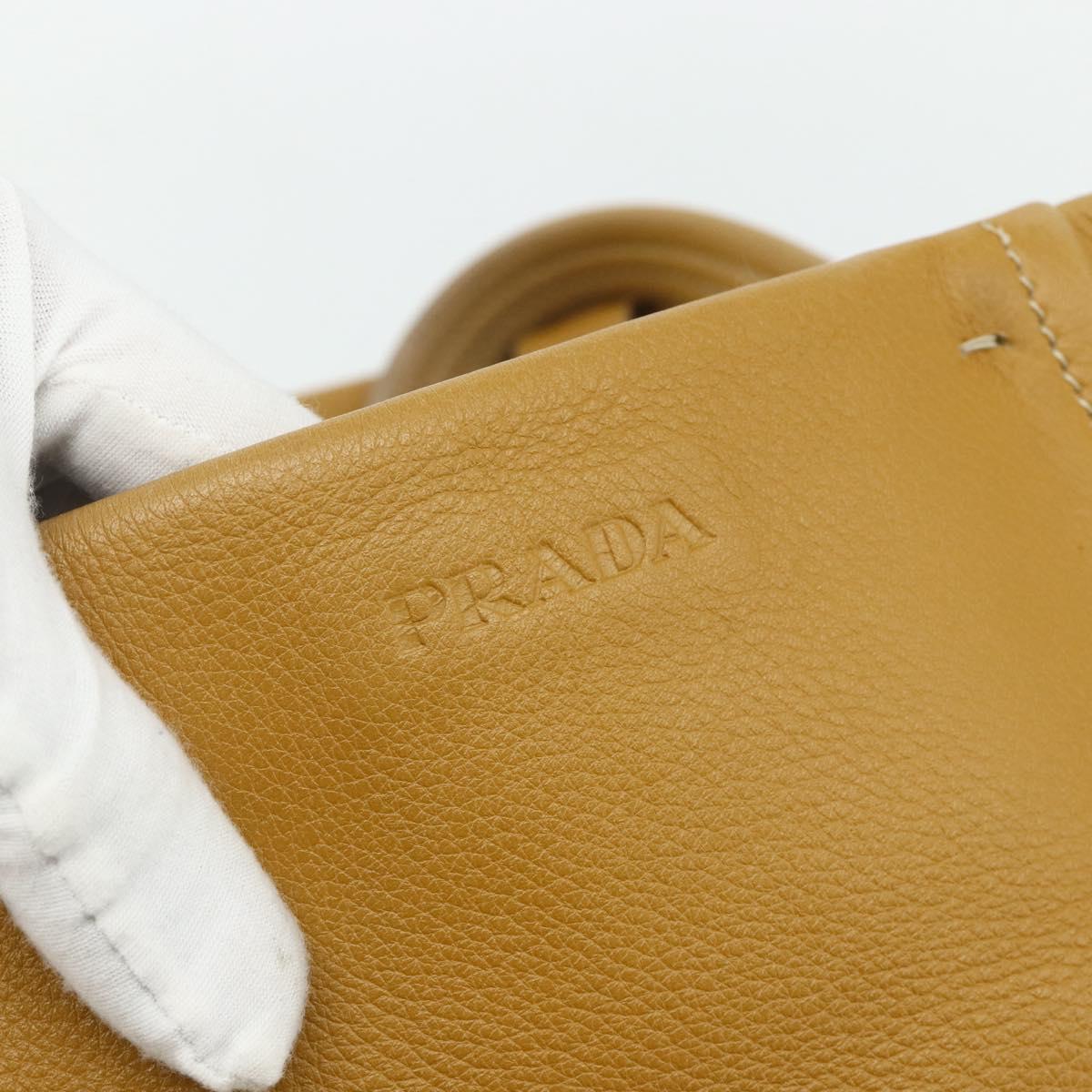 PRADA Tote Bag Leather Brown Silver Auth 179442A