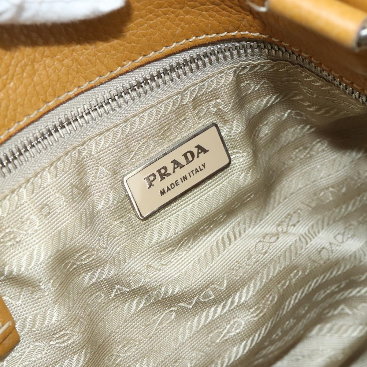 PRADA Tote Bag Leather Brown Silver Auth 179442A