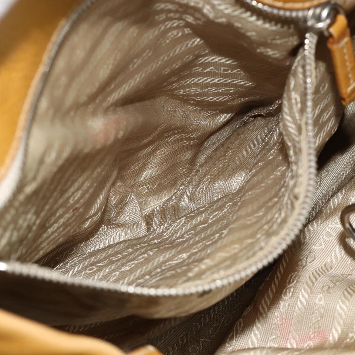 PRADA Tote Bag Leather Brown Silver Auth 179442A