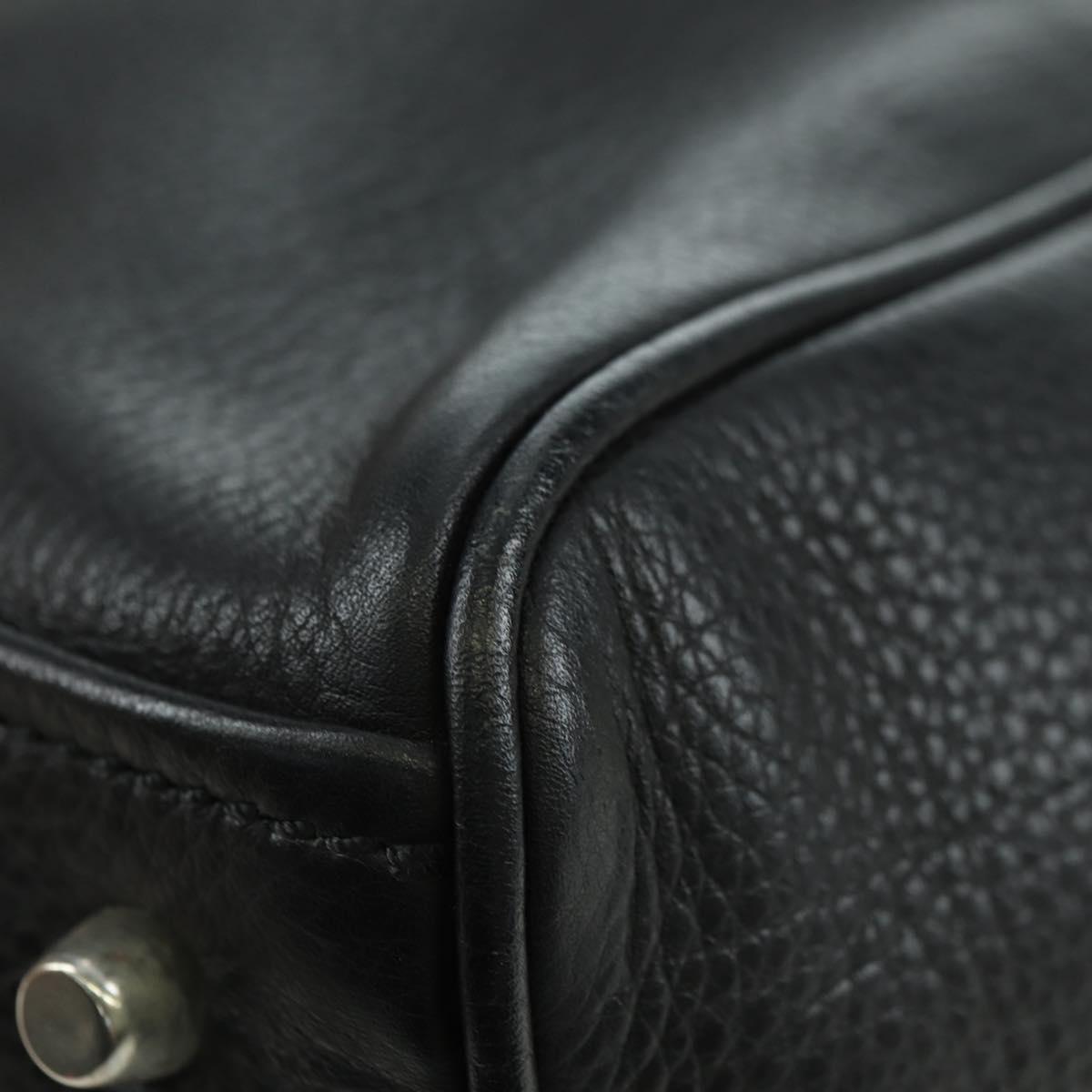PRADA Tote Bag Leather Black Silver Auth 179445V