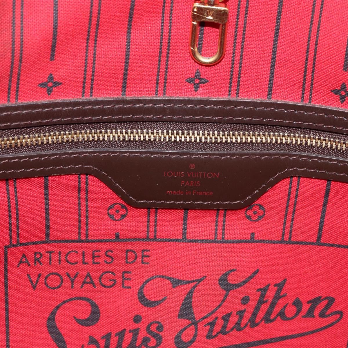 LOUIS VUITTON Damier Ebene Neverfull MM Tote Bag N51105 LV Auth 179453