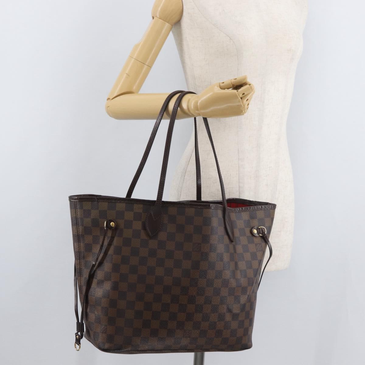 LOUIS VUITTON Damier Ebene Neverfull MM Tote Bag N51105 LV Auth 179453