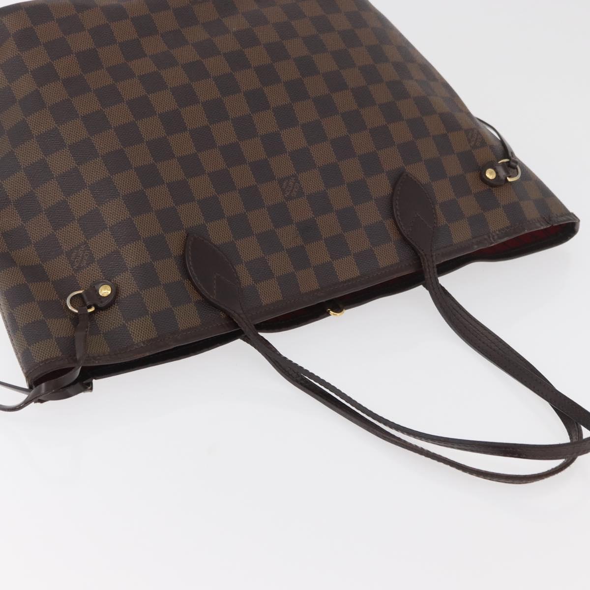 LOUIS VUITTON Damier Ebene Neverfull MM Tote Bag N51105 LV Auth 179453