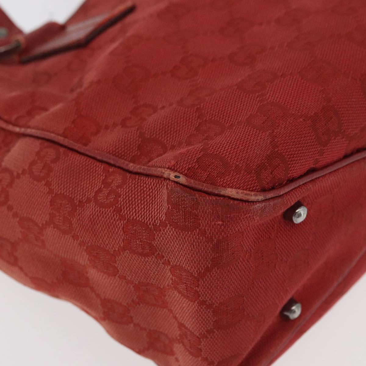 GUCCI GG Canvas Tote Bag Silver Red 113019 Auth 179457